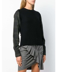 Женский черный свитер с круглым вырезом в клетку от N°21