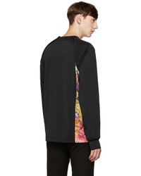 Мужской черный свитер с круглым вырезом в сеточку с цветочным принтом от Comme des Garcons
