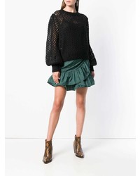 Женский черный свитер с круглым вырезом в сеточку от Zimmermann