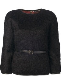 Женский черный свитер с круглым вырезом из мохера от DSquared