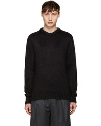 Мужской черный свитер с круглым вырезом из мохера от Jil Sander