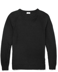 Мужской черный свитер с круглым вырезом из мохера от Saint Laurent