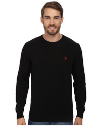 Черный свитер с круглым вырезом с вышивкой