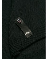 Мужской черный свитер с круглым вырезом с вышивкой от Fendi