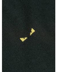 Мужской черный свитер с круглым вырезом с вышивкой от Fendi