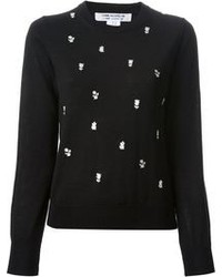 Женский черный свитер с круглым вырезом с вышивкой от Comme des Garcons