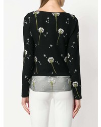 Женский черный свитер с круглым вырезом с вышивкой от Blugirl