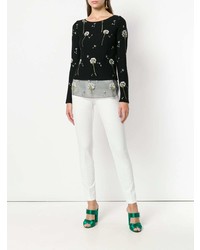 Женский черный свитер с круглым вырезом с вышивкой от Blugirl