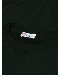 Женский черный свитер с круглым вырезом с вышивкой от RED Valentino