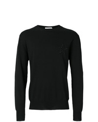 Мужской черный свитер с круглым вырезом с вышивкой от Givenchy