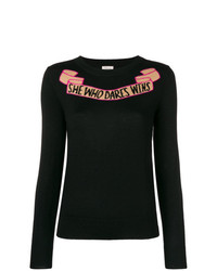 Женский черный свитер с круглым вырезом с вышивкой от Temperley London