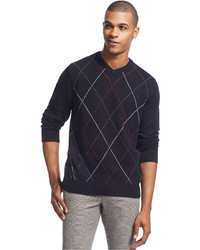Черный свитер с круглым вырезом с геометрическим рисунком