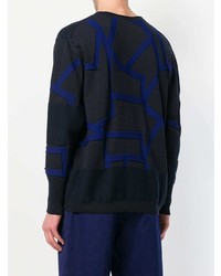 Мужской черный свитер с круглым вырезом с геометрическим рисунком от Issey Miyake Men