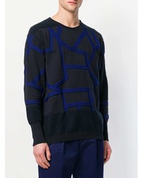 Мужской черный свитер с круглым вырезом с геометрическим рисунком от Issey Miyake Men