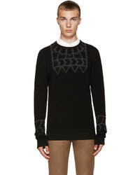 Мужской черный свитер с круглым вырезом с геометрическим рисунком от Kolor
