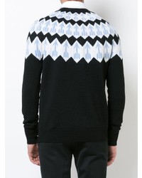 Мужской черный свитер с круглым вырезом с жаккардовым узором от Givenchy