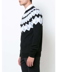 Мужской черный свитер с круглым вырезом с жаккардовым узором от Givenchy