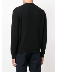 Мужской черный свитер с круглым вырезом с жаккардовым узором от Prada