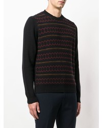 Мужской черный свитер с круглым вырезом с жаккардовым узором от Prada