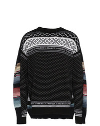 Мужской черный свитер с круглым вырезом с жаккардовым узором от Y/Project