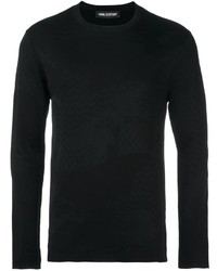 Мужской черный свитер с круглым вырезом с камуфляжным принтом от Neil Barrett