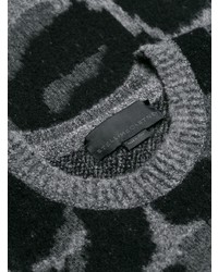 Мужской черный свитер с круглым вырезом с леопардовым принтом от Stella McCartney