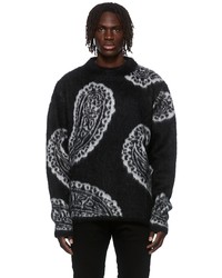 Черный свитер с круглым вырезом с "огурцами"