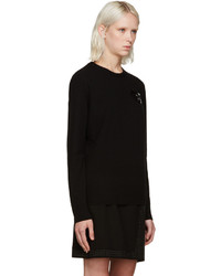 Женский черный свитер с круглым вырезом с пайетками от Christopher Kane