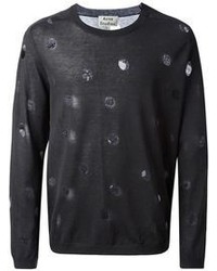 Мужской черный свитер с круглым вырезом с принтом от Acne Studios