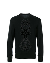 Мужской черный свитер с круглым вырезом с принтом от Alexander McQueen