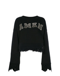 Женский черный свитер с круглым вырезом с принтом от Amen