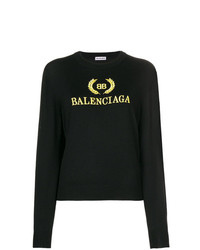 Женский черный свитер с круглым вырезом с принтом от Balenciaga