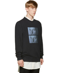 Мужской черный свитер с круглым вырезом с принтом от Yang Li