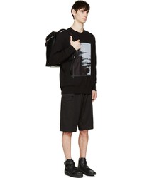 Мужской черный свитер с круглым вырезом с принтом от Helmut Lang