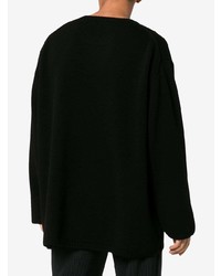 Мужской черный свитер с круглым вырезом с принтом от Yohji Yamamoto
