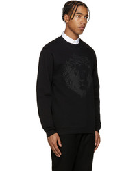Мужской черный свитер с круглым вырезом с принтом от Versus