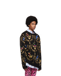Мужской черный свитер с круглым вырезом с принтом от Gucci