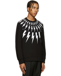 Мужской черный свитер с круглым вырезом с принтом от Neil Barrett