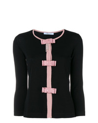 Женский черный свитер с круглым вырезом с принтом от Blumarine