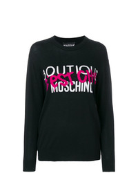 Женский черный свитер с круглым вырезом с принтом от Boutique Moschino