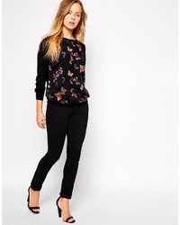 Женский черный свитер с круглым вырезом с принтом от Oasis