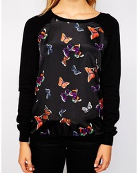 Женский черный свитер с круглым вырезом с принтом от Oasis