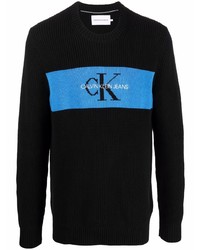 Мужской черный свитер с круглым вырезом с принтом от Calvin Klein Jeans