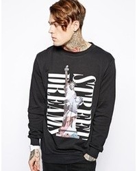 Мужской черный свитер с круглым вырезом с принтом от Calvin Klein