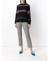 Женский черный свитер с круглым вырезом с принтом от Liska