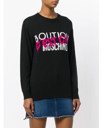 Женский черный свитер с круглым вырезом с принтом от Boutique Moschino