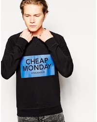 Мужской черный свитер с круглым вырезом с принтом от Cheap Monday