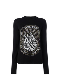 Женский черный свитер с круглым вырезом с принтом от Christopher Kane