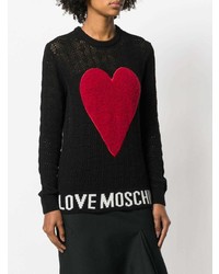 Женский черный свитер с круглым вырезом с принтом от Love Moschino