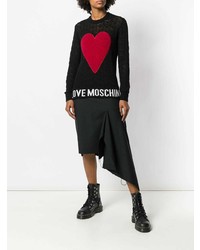 Женский черный свитер с круглым вырезом с принтом от Love Moschino